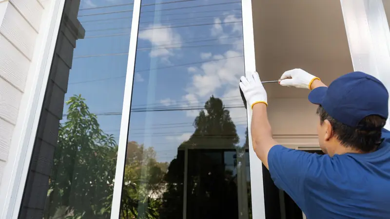Installer fitting a new window
