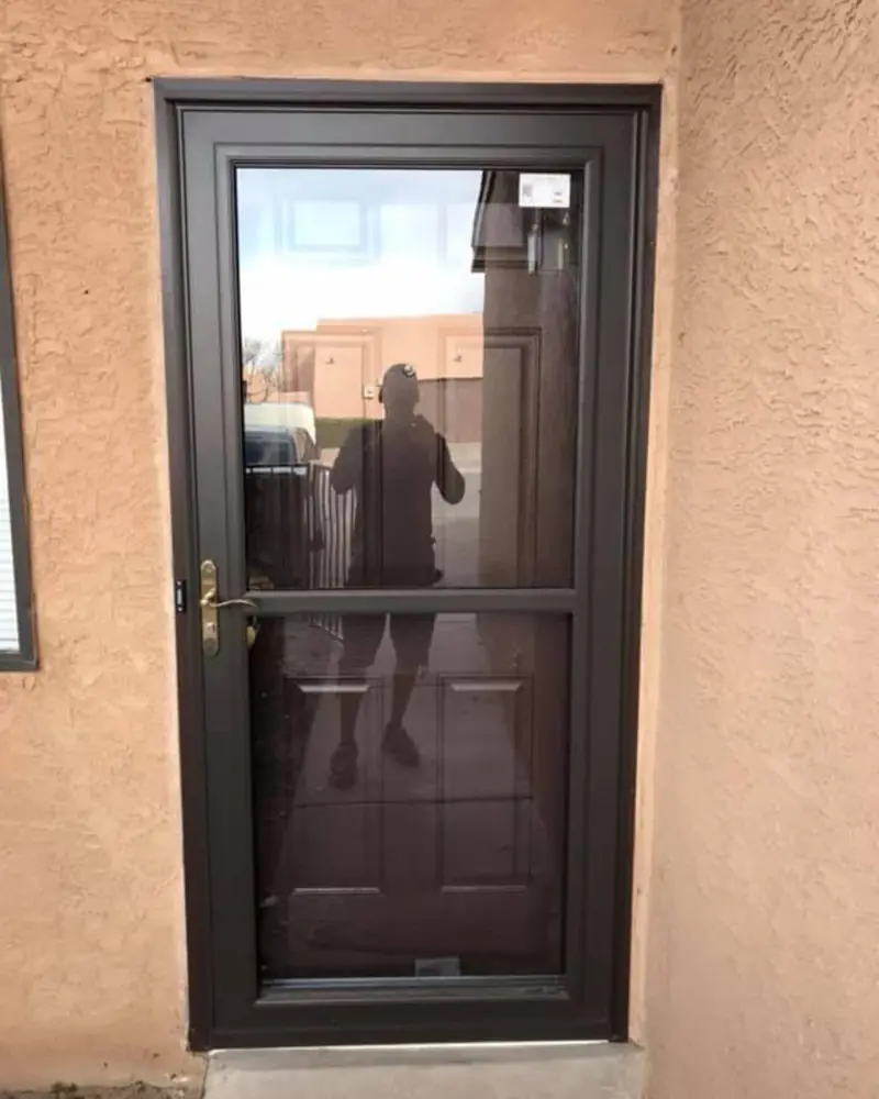 Bronze full-view storm door